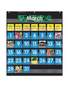 SHS583866 MONTHLY CALENDAR POCKET CHART, 43 POCKETS, 25" X 27.75", BLACK