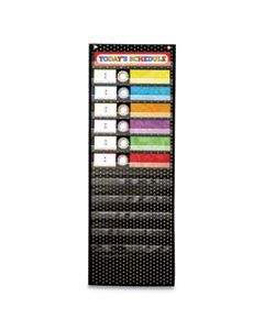 CDP158041 DELUXE SCHEDULING POCKET CHART, 12 POCKETS, 13W X 36H, BLACK