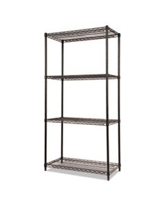 ALESW503618BL NSF CERTIFIED INDUSTRIAL 4-SHELF WIRE SHELVING KIT, 36W X 18D X 72H, BLACK