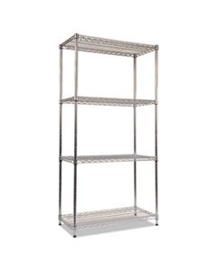 ALESW503618SR NSF CERTIFIED INDUSTRIAL 4-SHELF WIRE SHELVING KIT, 36W X 18D X 72H, SILVER