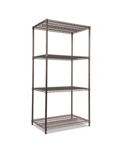 ALESW503624BA WIRE SHELVING STARTER KIT, FOUR-SHELF, 36W X 24D X 72H, BLACK ANTHRACITE