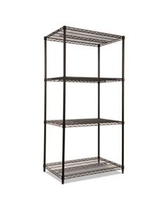 ALESW503624BL NSF CERTIFIED INDUSTRIAL 4-SHELF WIRE SHELVING KIT, 36W X 24D X 72H, BLACK