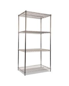 ALESW503624SR NSF CERTIFIED INDUSTRIAL 4-SHELF WIRE SHELVING KIT, 36W X 24D X 72H, SILVER