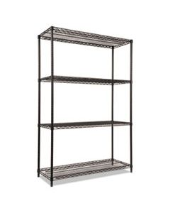 ALESW504818BL NSF CERTIFIED INDUSTRIAL 4-SHELF WIRE SHELVING KIT, 48W X 18D X 72H, BLACK