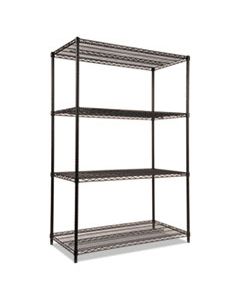 ALESW504824BL NSF CERTIFIED INDUSTRIAL 4-SHELF WIRE SHELVING KIT, 48W X 24D X 72H, BLACK