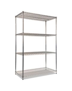 ALESW504824SR NSF CERTIFIED INDUSTRIAL 4-SHELF WIRE SHELVING KIT, 48W X 24D X 72H, SILVER