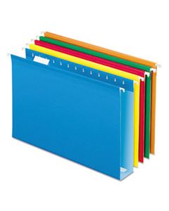 PFX5143X2ASST EXTRA CAPACITY REINFORCED HANGING FILE FOLDERS WITH BOX BOTTOM, LEGAL SIZE, 1/5-CUT TAB, ASSORTED, 25/BOX