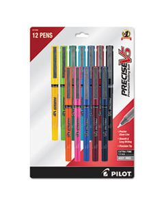 PIL31888 PRECISE V5 STICK ROLLER BALL PEN, FINE 0.5MM, ASSORTED INK/BARREL, DOZEN