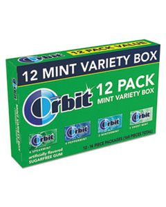 SKT22741 SUGAR-FREE CHEWING GUM, PEPPERMINT; SPEARMINT; SWEET MINT; WINTERMINT, 12/PACK