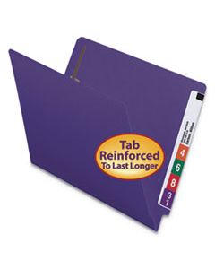 SMD25440 HEAVYWEIGHT COLORED END TAB FOLDERS WITH TWO FASTENERS, STRAIGHT TAB, LETTER SIZE, PURPLE, 50/BOX