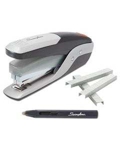 SWI64580 QUICKTOUCH REDUCED EFFORT FULL STRIP STAPLER WITH 5,000 STAPLES, 28-SHEET CAPACITY, BLACK/SILVER