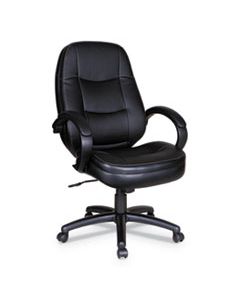 ALEPF4119 ALERA PF SERIES HIGH-BACK LEATHER OFFICE CHAIR, SUPPORTS UP TO 275 LBS., BLACK SEAT/BLACK BACK, BLACK BASE