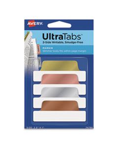 AVE74786 ULTRA TABS REPOSITIONABLE MARGIN TABS, 1/5-CUT TABS, ASSORTED METALLIC, 2.5" WIDE, 24/PACK