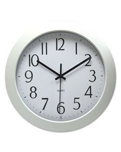 UNV10461 WHISPER QUIET CLOCK, 12" OVERALL DIAMETER, WHITE CASE, 1 AA (SOLD SEPARATELY)