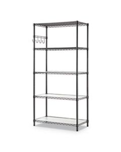 ALESW653618BA 5-SHELF WIRE SHELVING KIT WITH CASTERS AND SHELF LINERS, 36W X 18D X 72H, BLACK ANTHRACITE