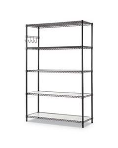 ALESW654818BA 5-SHELF WIRE SHELVING KIT WITH CASTERS AND SHELF LINERS, 48W X 18D X 72H, BLACK ANTHRACITE