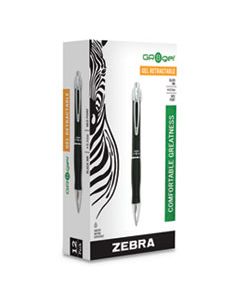 ZEB42610 GR8 RETRACTABLE GEL PEN, MEDIUM 0.7MM, BLACK INK, BLACK/SILVER BARREL, DOZEN