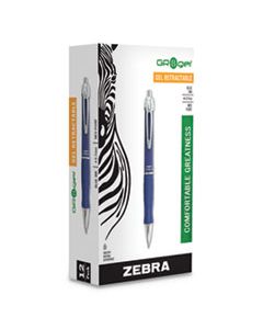 ZEB42620 GR8 RETRACTABLE GEL PEN, MEDIUM 0.7MM, BLUE INK, BLUE/SILVER BARREL, DOZEN