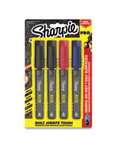 SAN2018324 PRO PERMANENT MARKER, FINE BULLET TIP, ASSORTED COLORS, 4/PACK