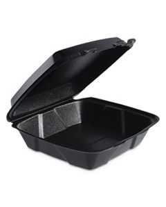 DCC90HTB1R INSULATED FOAM HINGED LID CONTAINERS, 1-COMPARTMENT, 9 X 9.4 X 3, BLACK, 200/CT