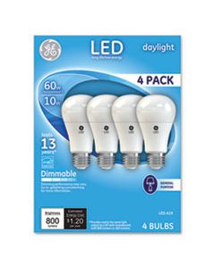 GEL67616 LED DAYLIGHT A19 DIMMABLE LIGHT BULB, 10 W, 4/PACK