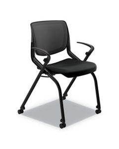 HONMN204ONCU10B MOTIVATE NESTING/STACKING FLEX-BACK CHAIR, ONYX SEAT/BLACK BACK, BLACK BASE