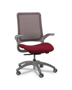 HAWK MESH-BACK CHAIR, SUPPORTS UP TO 250 LBS., BURGUNDY SEAT/BLACK BACK, BLACK BASE