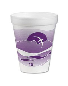 DCC10J10H HORIZON HOT/COLD FOAM DRINKING CUPS,, 10 OZ, WHITE/PURPLE, 25/BAG, 40 BAGS/CARTON