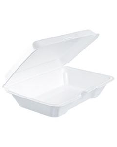 DCC206HT1R FOAM HINGED LID CONTAINERS, 6.4W X 9.3D X 2.6H, WHITE, 200/CARTON