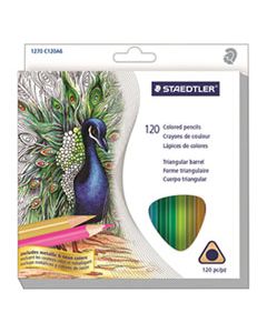 STD1270C120 TRIANGULAR COLORED PENCIL SET, 2B (#1), ASSORTED LEAD/BARREL COLORS, 120/PACK