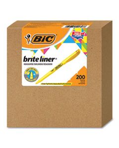 BICBL200YW BRITE LINER HIGHLIGHTER, CHISEL TIP, YELLOW, 200/CARTON