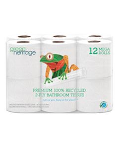 APM412 GREEN HERITAGE PRO RETAIL BATHROOM TISSUE, 2-PLY, WHITE, 350 SHEETS/ROLL, 48 ROLLS/CARTON