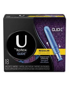 KCC15949 U BY KOTEX CLICK COMPACT TAMPONS, REGULAR, 18/PACK