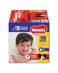 KCC43111 SNUG AND DRY DIAPERS, SIZE 4, 22 LBS TO 37 LBS, 112/PACK