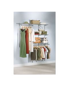 RCP3H1102TITNM CONFIGURATIONS CUSTOM CLOSET STARTER KIT, 5 SHELVES, 36" TO 72"W X 16"D X 47.5"H, TITANIUM