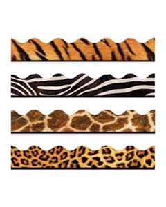 TEPT92917 TERRIFIC TRIMMERS PRINT BOARD TRIM, 2 1/4" X 156 FT, ANIMAL PRINTS, ASSORTED