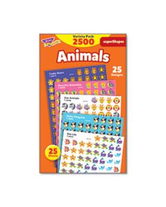 TEPT46904 SUPERSPOTS AND SUPERSHAPES STICKER PACKS, ANIMAL ANTICS, ASSORTED, 2500 STICKERS