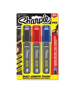 SAN2018335 PRO PERMANENT MARKER, BROAD CHISEL TIP, ASSORTED COLORS, 3/PACK