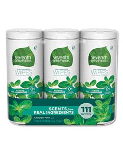 SEV44689CT MULTI PURPOSE WIPES, 7" X 7.5", GARDEN MINT, WHITE, 37 WIPES/CANISTER, 3 CANISTERS/PACK, 4 PACKS/CARTON