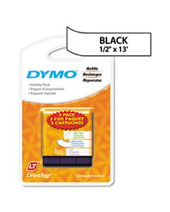 DYM12331 LETRATAG PAPER/PLASTIC LABEL TAPE VALUE PACK, 0.5" X 13 FT, ASSORTED, 3/PACK