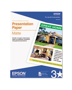 EPSS041062 MATTE PRESENTATION PAPER, 4.9 MIL, 8.5 X 11, MATTE BRIGHT WHITE, 100/PACK