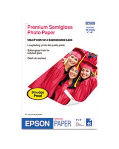 EPSS041982 PREMIUM SEMIGLOSS PHOTO PAPER, 7 MIL, 4 X 6, SEMI-GLOSS WHITE, 40/PACK