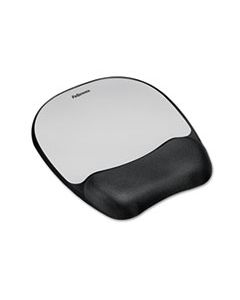 FEL9175801 MEMORY FOAM MOUSE PAD WRIST REST, 7 15/16 X 9 1/4, BLACK/SILVER