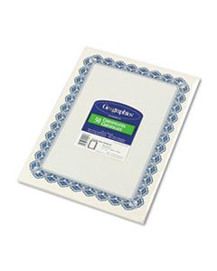 GEO22901 PARCHMENT PAPER CERTIFICATES, 8-1/2 X 11, BLUE ROYALTY BORDER, 50/PACK