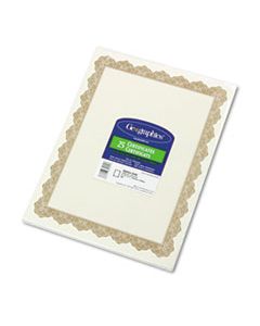 GEO39451 PARCHMENT PAPER CERTIFICATES, 8-1/2 X 11, OPTIMA GOLD BORDER, 25/PACK