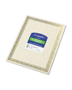 GEO44407 FOIL STAMPED AWARD CERTIFICATES, 8-1/2 X 11, GOLD SERPENTINE BORDER, 12/PACK