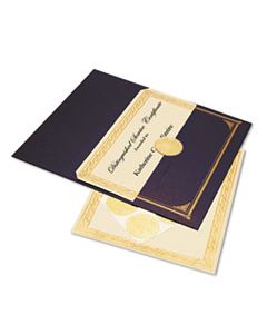 GEO47481 IVORY/GOLD FOIL EMBOSSED AWARD CERT. KIT, BLUE METALLIC COVER, 8-1/2 X 11, 6/KIT