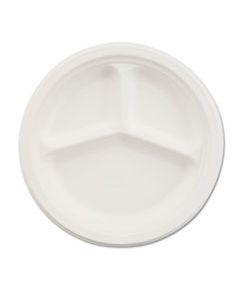 HUH21204CT PAPER DINNERWARE, 3-COMP PLATE, 10 1/4" DIA, WHITE, 500/CARTON