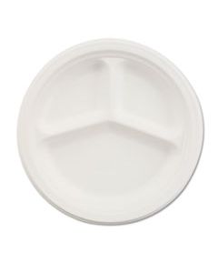 HUH21228 PAPER DINNERWARE, 3-COMP PLATE, 9 1/4" DIA, WHITE, 500/CARTON