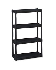 ICE20841 ROUGH N READY FOUR-SHELF OPEN STORAGE SYSTEM, RESIN, 32W X 13D X 54H, BLACK